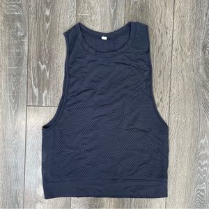 Lululemon Swiftly Breathe Mesh Muscle Tank size medium navy